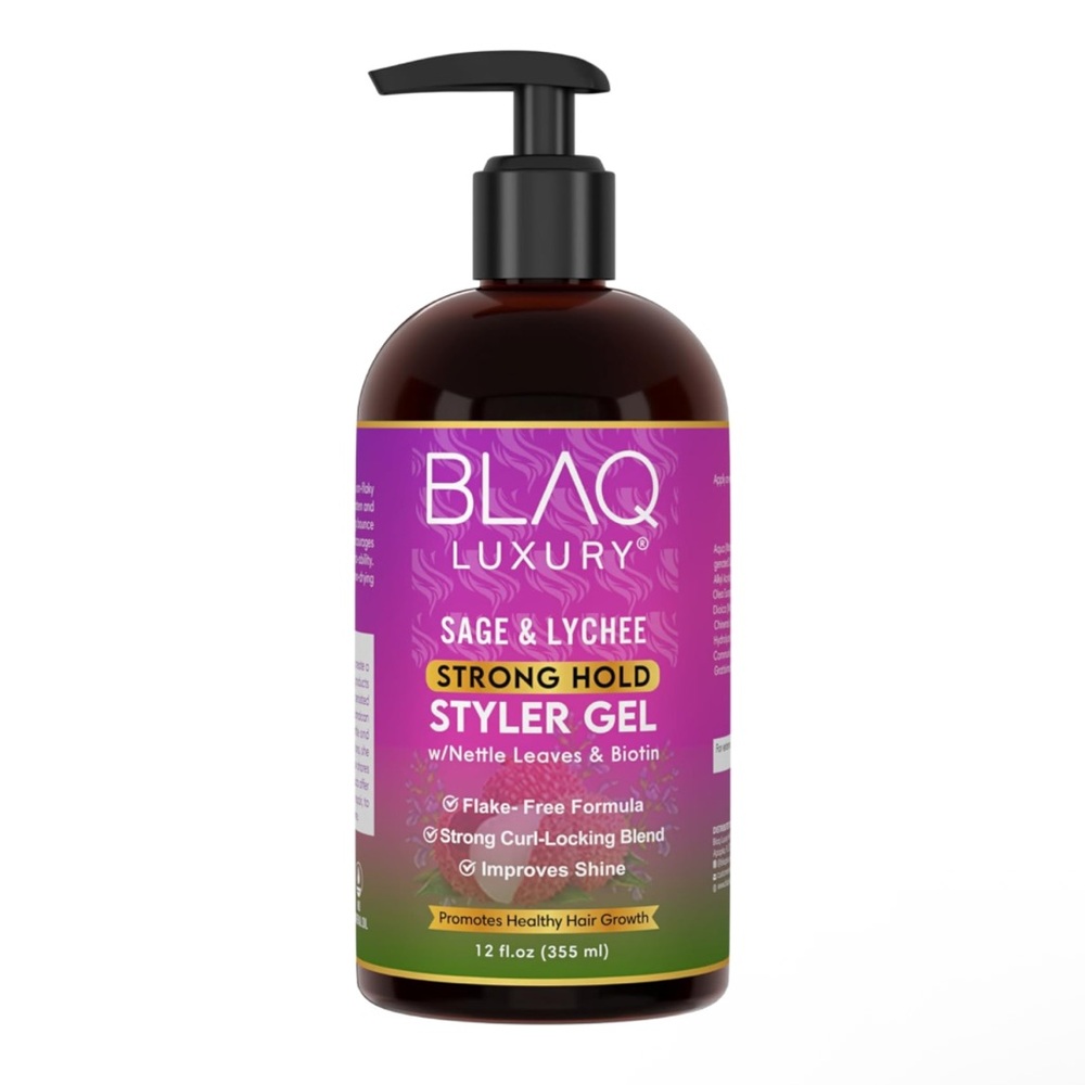 Blaq Luxury Sage & Lychee Strong Hold Styler Gel Biotin Infused